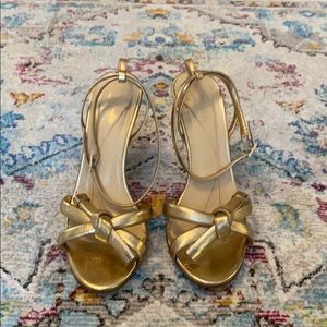 KATE SPADE Metallic Gold Tie Knot Heels